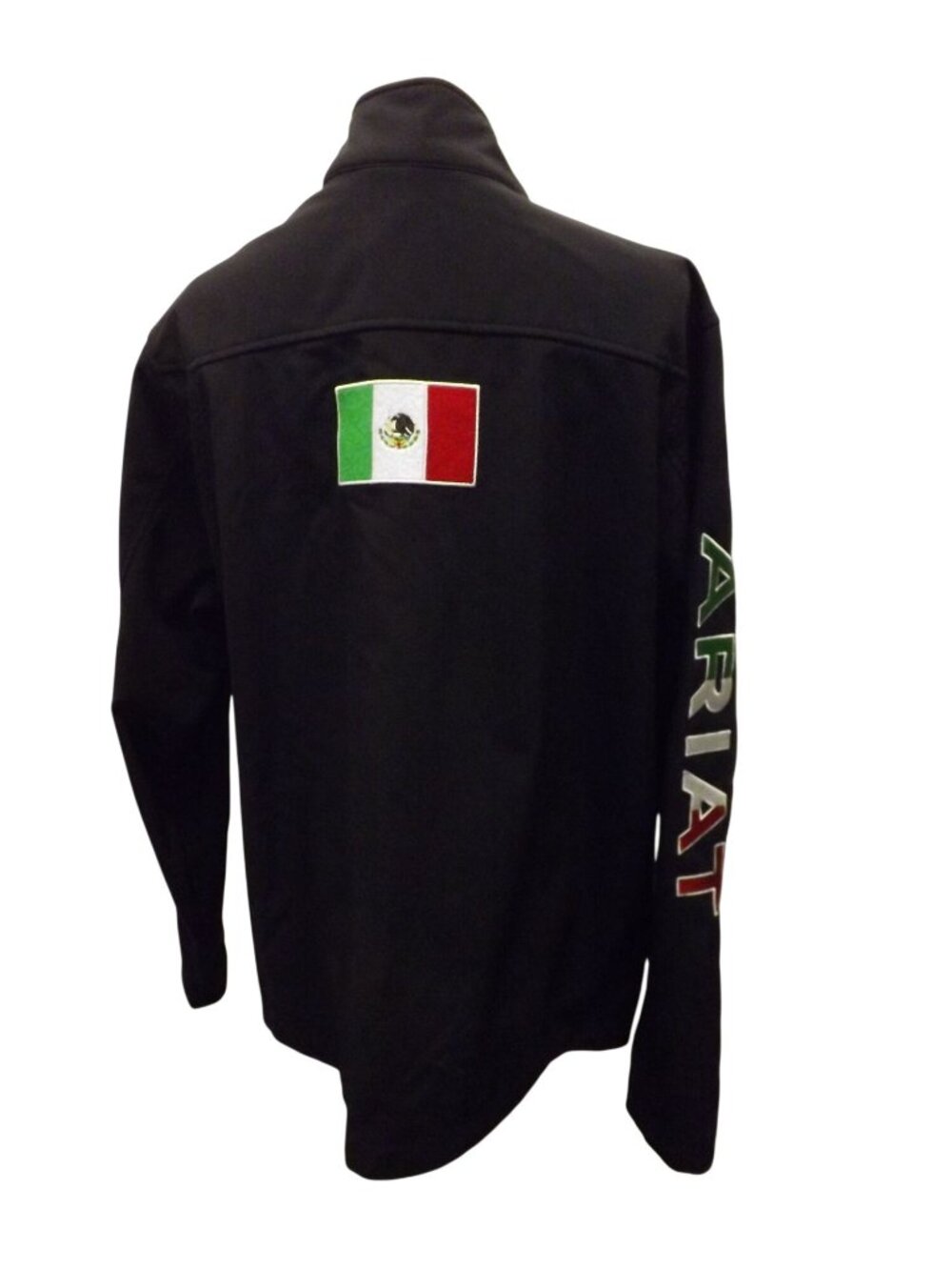 Ariat Team Logo Black Mexico Flag Softshell Jacket Repels Water & Wind Mens M/L